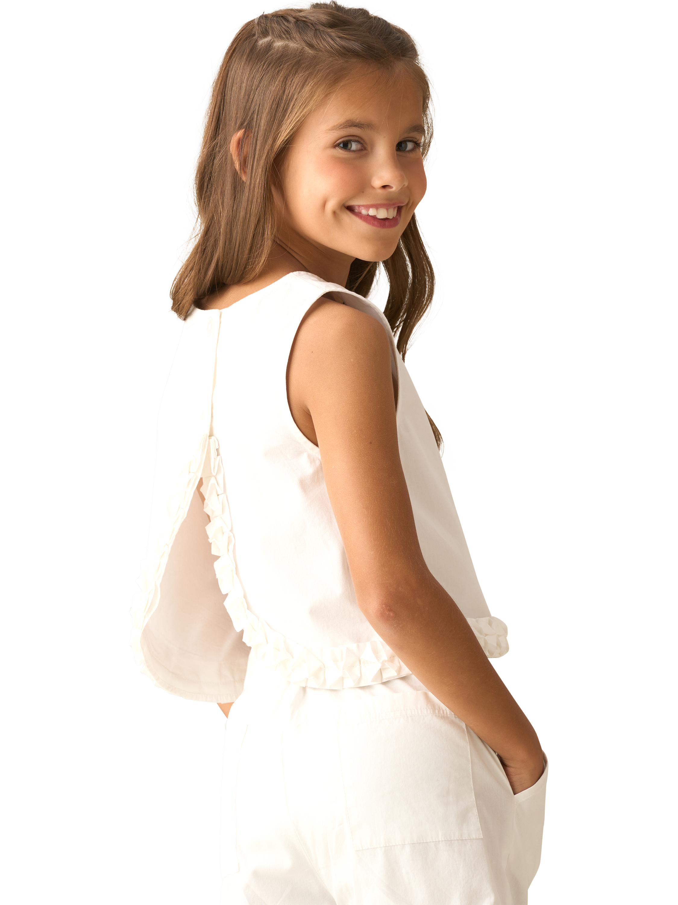 Product image 2 of 8, which shows Angel & Rocket Kids' Cotton Woven Top, White, 3 years