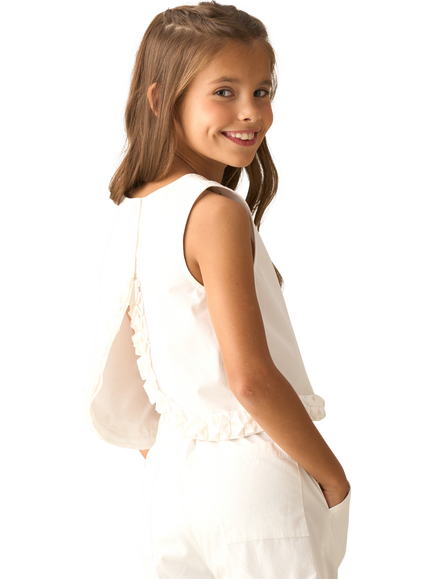 Angel & Rocket Kids' Cotton Woven Top, White - view 2, White