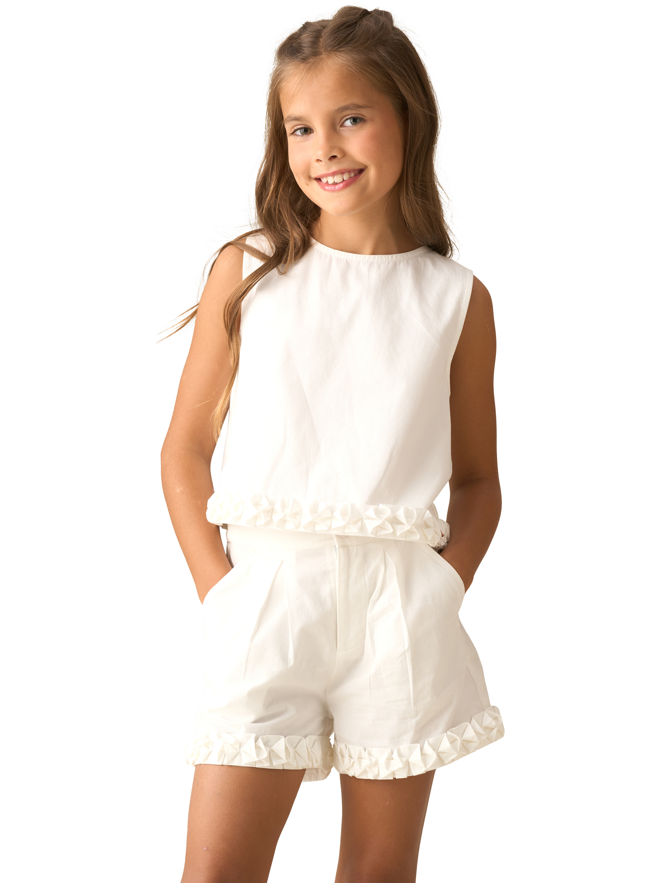 Product image 6 of 8, which shows Angel & Rocket Kids' Cotton Woven Top, White, 3 years