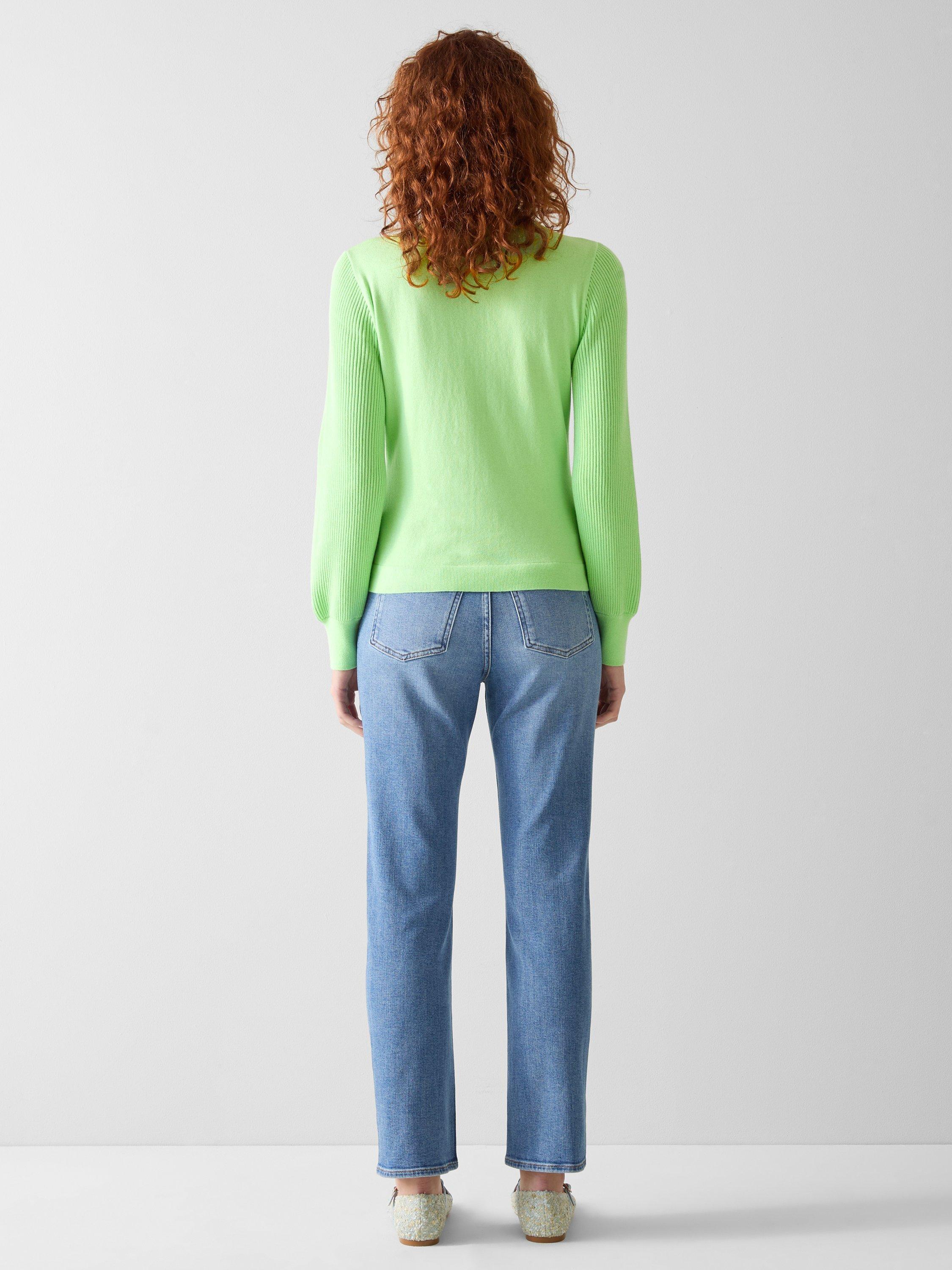 Product image 2 of 4, which shows L.K.Bennett Ally Ribbed Cardigan, Green Apple, XS