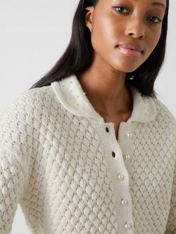 L.K.Bennett Clo Knitted Jacket, Cream - view 2, Cream