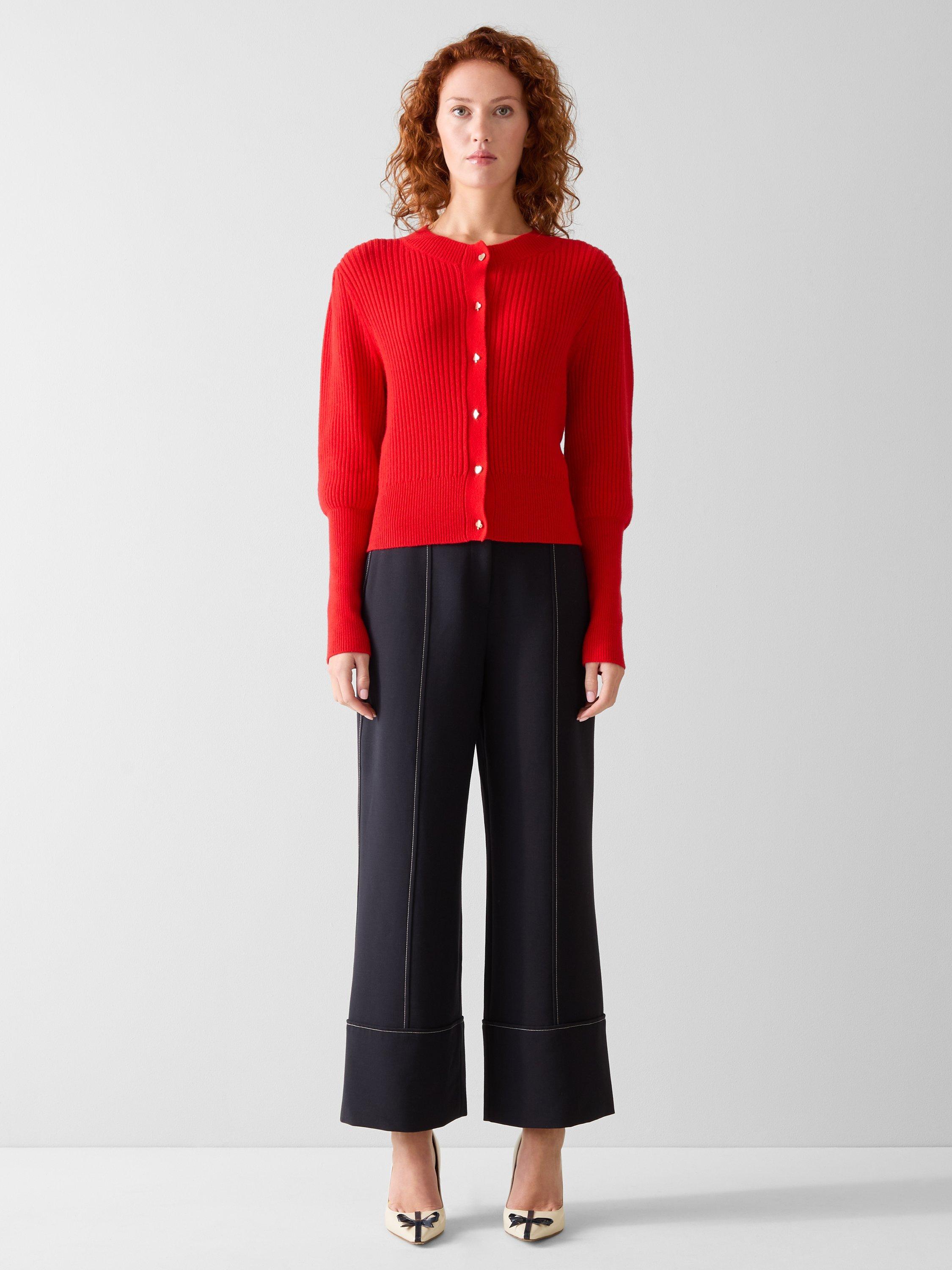 Product image 2 of 4, which shows L.K.Bennett Natty Playing Card Buttons Cardigan, Salsa Red, XS