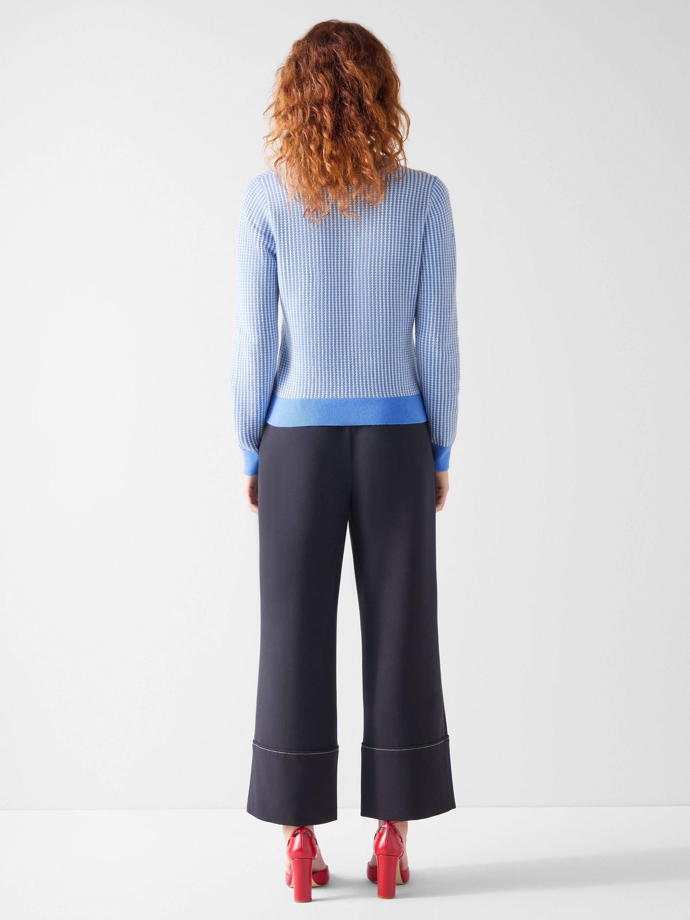 Product image 3 of 3, which shows L.K.Bennett Vella V-Neck Stitch Cardigan, Blue/Multi, XS