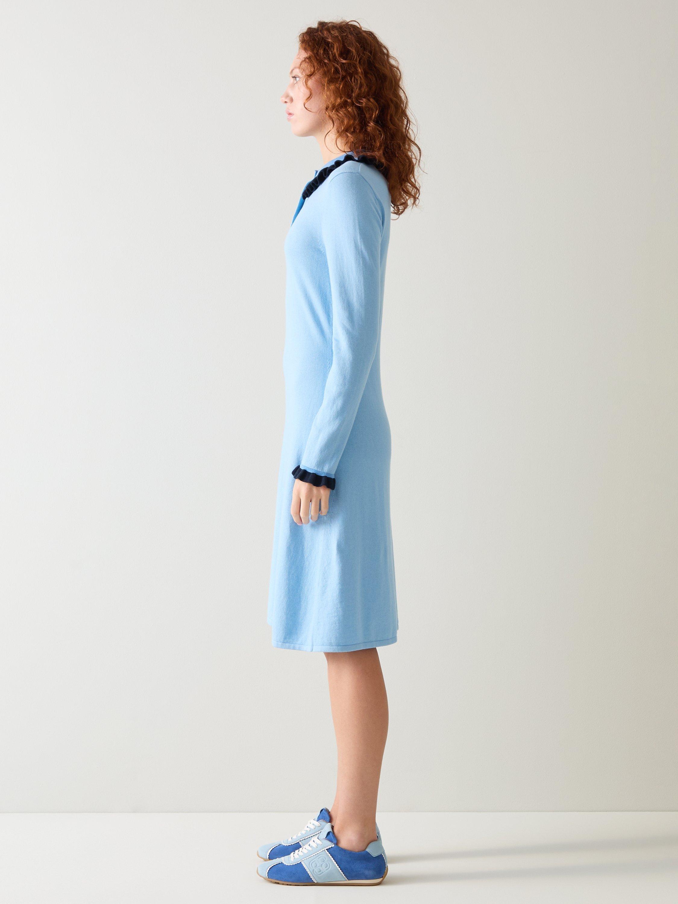 Product image 3 of 4, which shows L.K.Bennett Tate Colour Block Knit Dress, Blue, XS