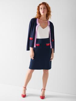 L.K.Bennett Enid Button Detail Skirt, Blu-navy Multi, Blu-navy Multi
