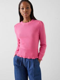 L.K.Bennett Aubri Wool Rich Crop Top, Pink Azalea