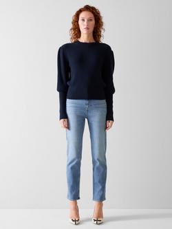 L.K.Bennett Puff Sleeve Knit Top, Navy, Navy