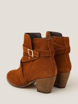 Monsoon Mika Strap Leather Ankle Boots, Tan - view 2, Tan