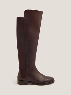 Monsoon Una Knee High Leather Boots, Chocolate, Chocolate