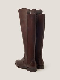Monsoon Una Knee High Leather Boots, Chocolate - view 2, Chocolate