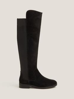 Monsoon Una Knee High Suede Boots, Black, Black