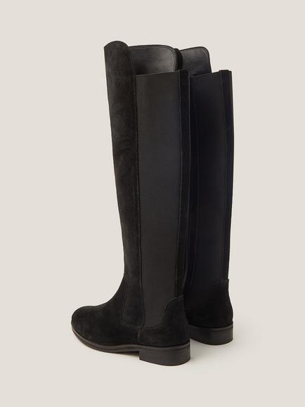 Monsoon Una Knee High Suede Boots, Black - view 2, Black