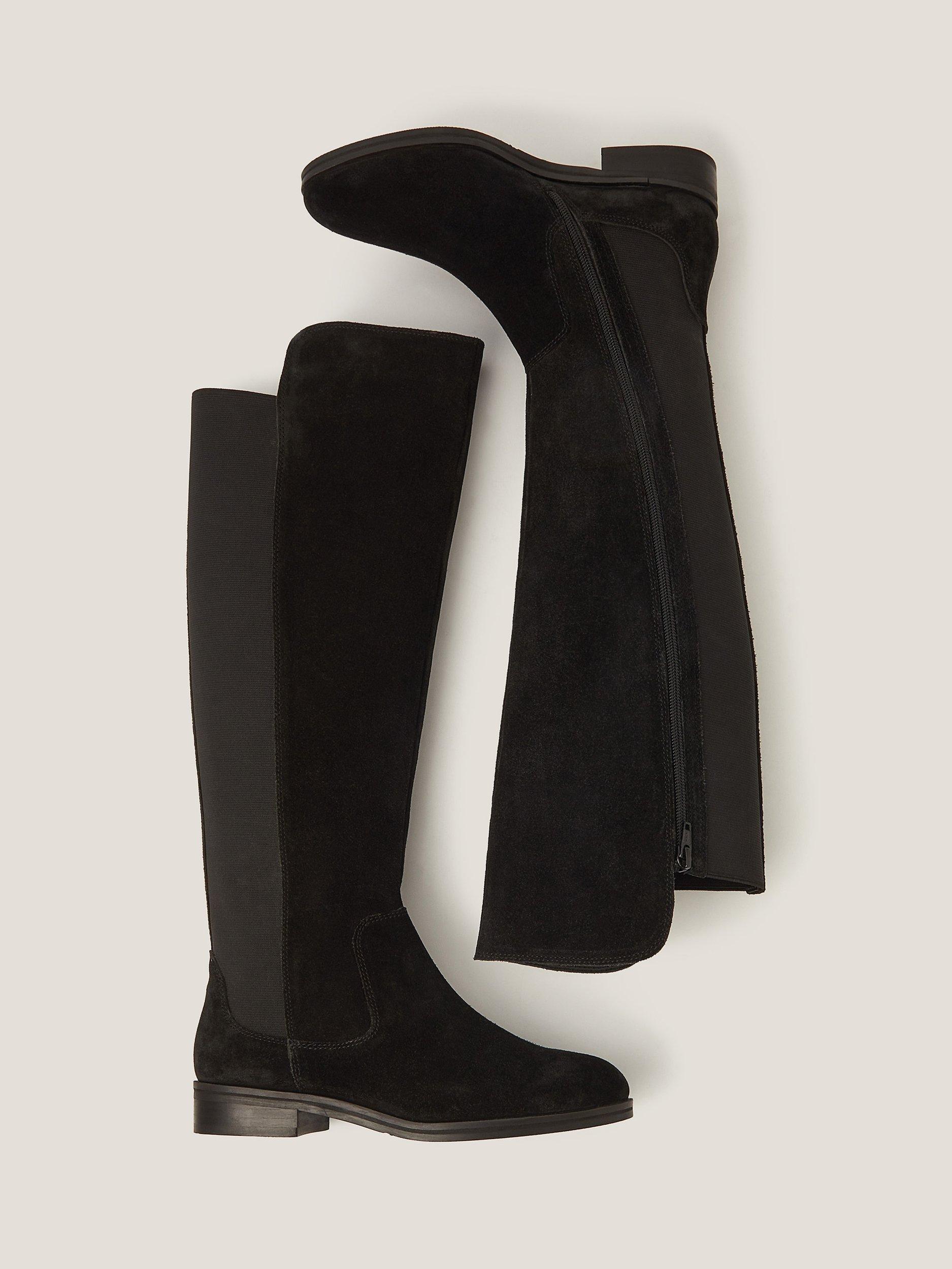 Product image 3 of 3, which shows Monsoon Una Knee High Suede Boots, Black, 4