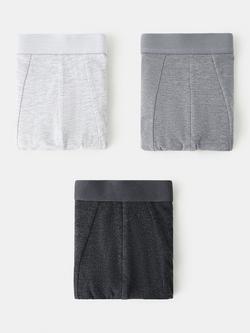 Mango Cotton Blend Trunks, Pack of 3, Grey, Grey