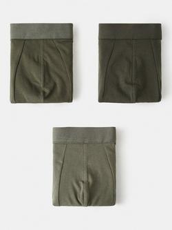 Mango Cotton Blend Trunks, Pack of 3, Khaki