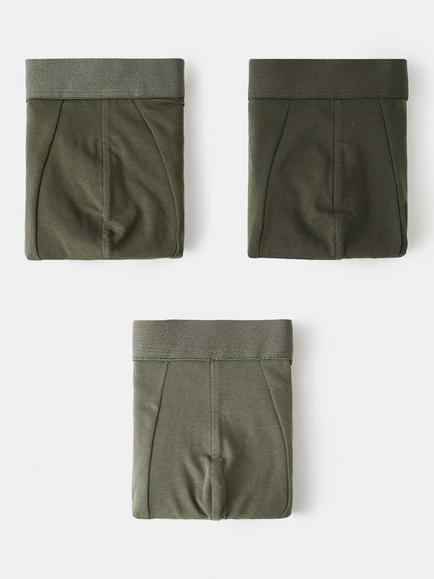 Mango Cotton Blend Trunks, Pack of 3, Khaki