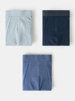 Mango Cotton Blend Trunks, Pack of 3, Medium Blue