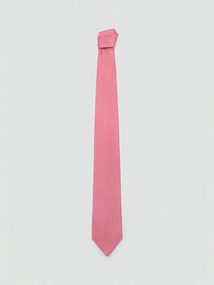 Mango Basic Silk Blend Tie, Pink, Pastel Pink