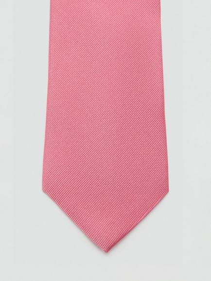 Mango Basic Silk Blend Tie, Pink - view 2, Pastel Pink