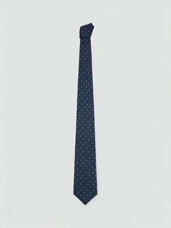 Mango Silk Blend Polka Dot Tie, Navy
