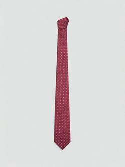 Mango Silk Blend Polka Dot Tie, Dark Red