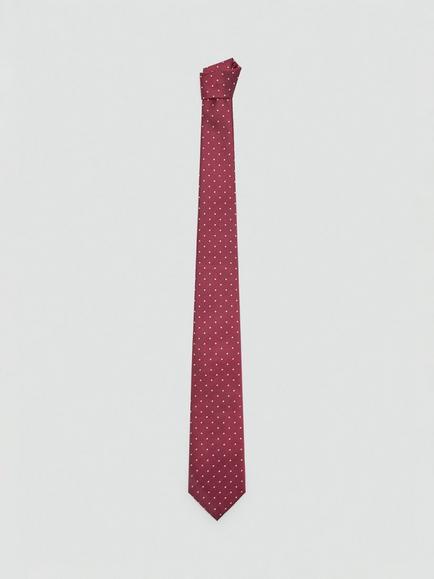 Mango Silk Blend Polka Dot Tie, Dark Red