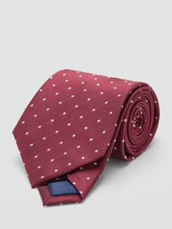 Mango Silk Blend Polka Dot Tie - view 2, Dark Red