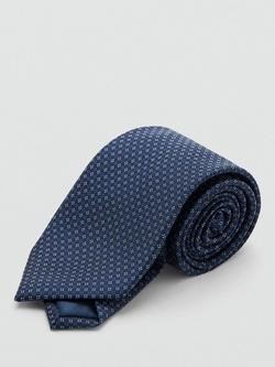 Mango Micro Dot Silk Rich Tie, Navy - view 2, Navy