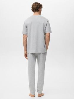 Mango Cotton Blend Long Pyjama Set, Grey - view 2, Grey