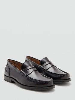 Mango Zapato Classic Leather Loafers, Dark Red - view 2, Dark Red