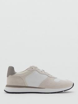 Mango Rule Leather Trainers, White/Multi, White/Multi