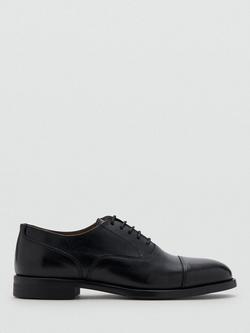 Mango Turin Leather Oxford Shoes, Black
