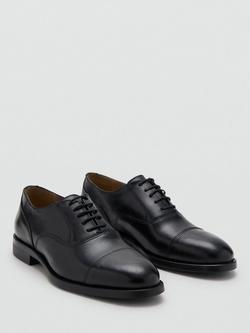 Mango Turin Leather Oxford Shoes - view 2, Black