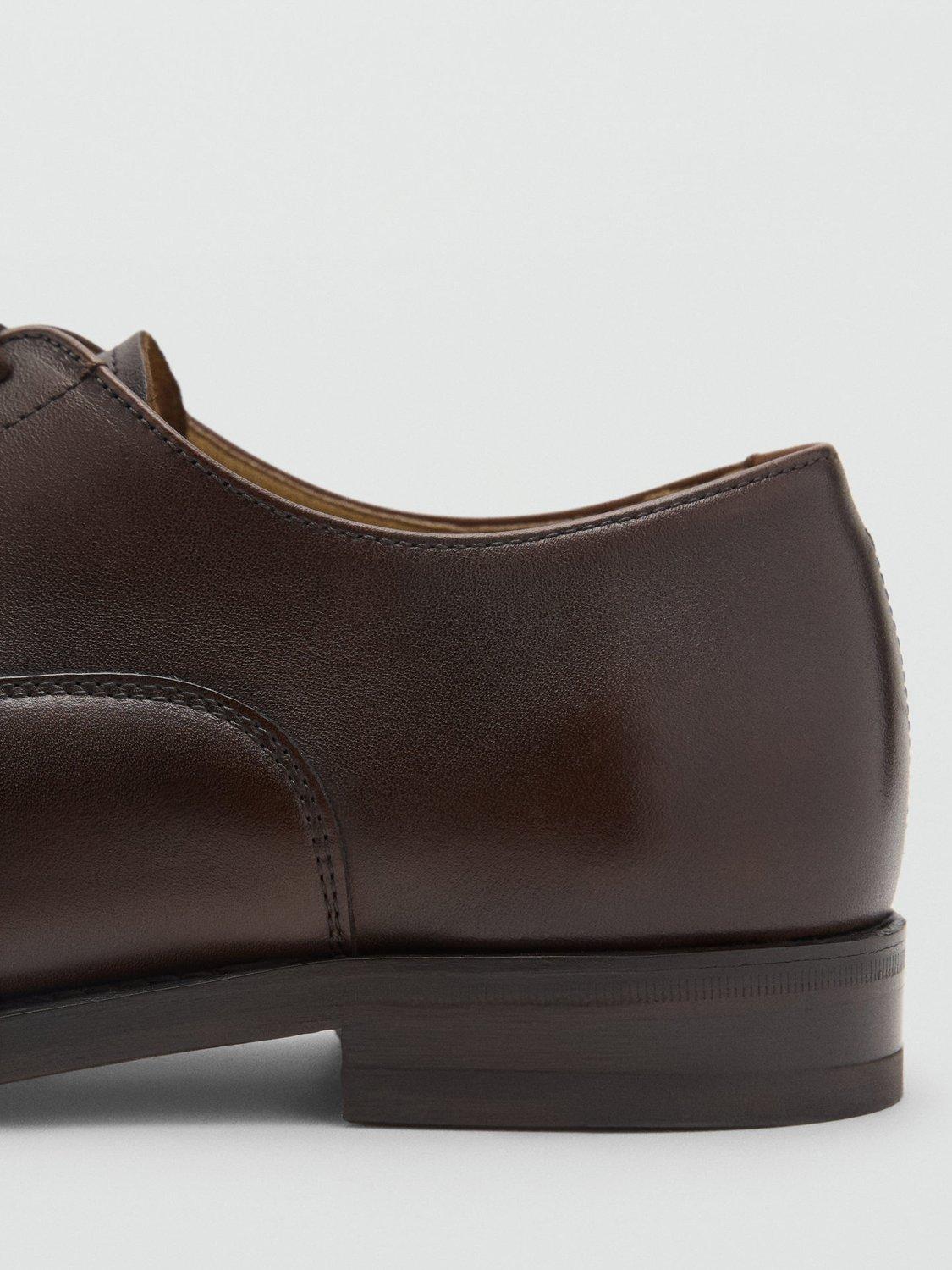 Product image 3 of 5, which shows Mango Turin Leather Oxford Shoes, Brown, 10