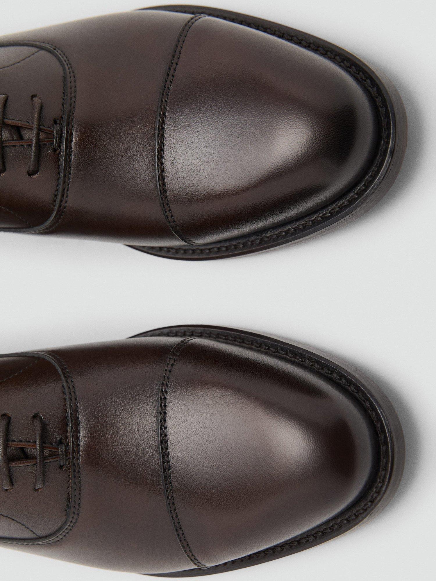Product image 4 of 5, which shows Mango Turin Leather Oxford Shoes, Brown, 10