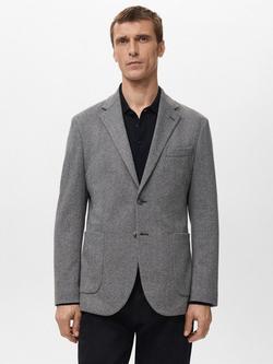 Mango Aneto Single Breasted Blazer, Light Grey, Light Grey