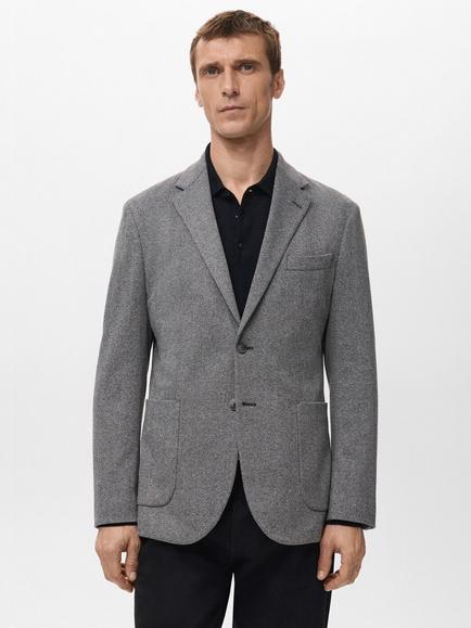Mango Aneto Single Breasted Blazer, Light Grey, Light Grey