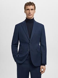 Mango Milan Single Breasted Blazer, Navy