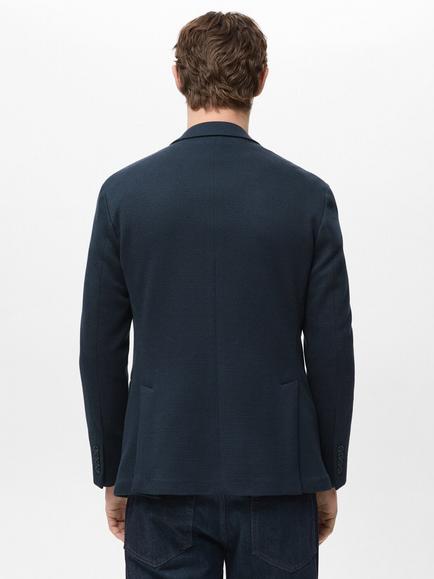 Mango Cotton Blend Moon Blazer, Navy - view 2, Navy