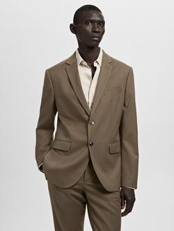 Mango Paris Super Slim Fit Lightweight Blazer, Brown