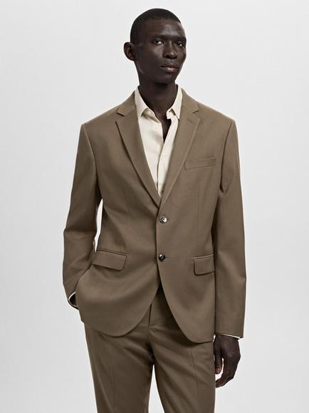 Mango Paris Super Slim Fit Lightweight Blazer, Brown