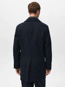 Mango Wool Rich Hake Coat, Navy - view 2, Navy