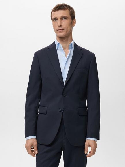 Mango Turin Regular Fit Wool Suit Jacket, Navy, Navy