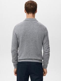 Mango Angel Polo Knit Jumper, Grey - view 2, Grey