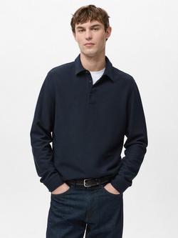 Mango Valdez Long Sleeve Polo Shirt, Navy, Navy