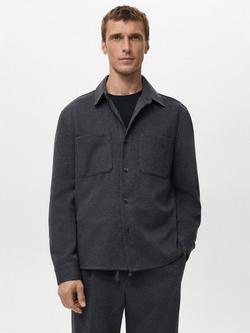 Mango Alcudia Flannel Cotton Blend Shirt, Dark Grey, Dark Grey