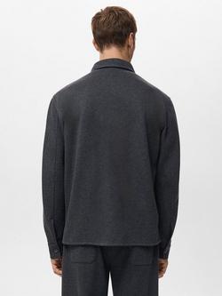 Mango Alcudia Flannel Cotton Blend Shirt, Dark Grey - view 2, Dark Grey