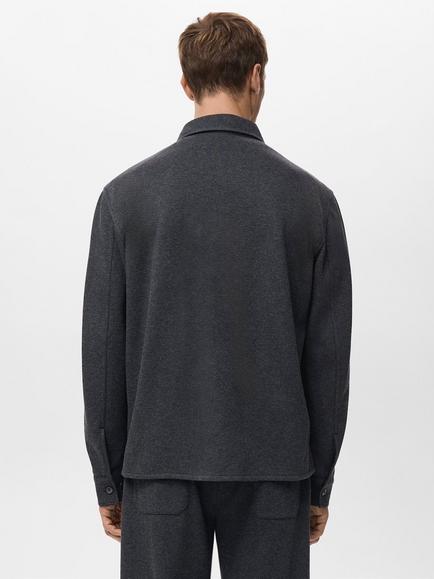 Mango Alcudia Flannel Cotton Blend Shirt, Dark Grey - view 2, Dark Grey