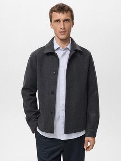 Mango Aneto Shirt Jacket, Dark Grey, Dark Grey