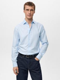 Mango Donosti Cotton Shirt, Medium Blue